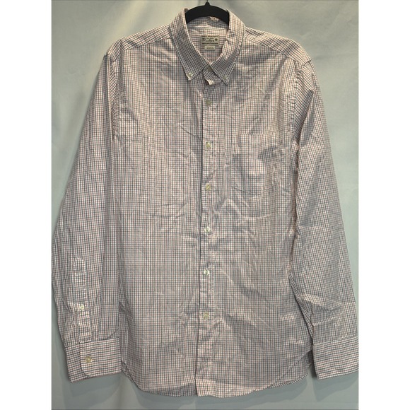 J. Crew Other - Tailored by J Crew Mens M Shirt Red/Blue Plaid Button Down 100% Cotton Pocket